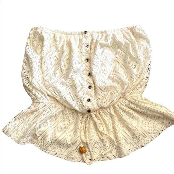 Pretty Cream Colored strapless top size medium - Picture 1 of 6